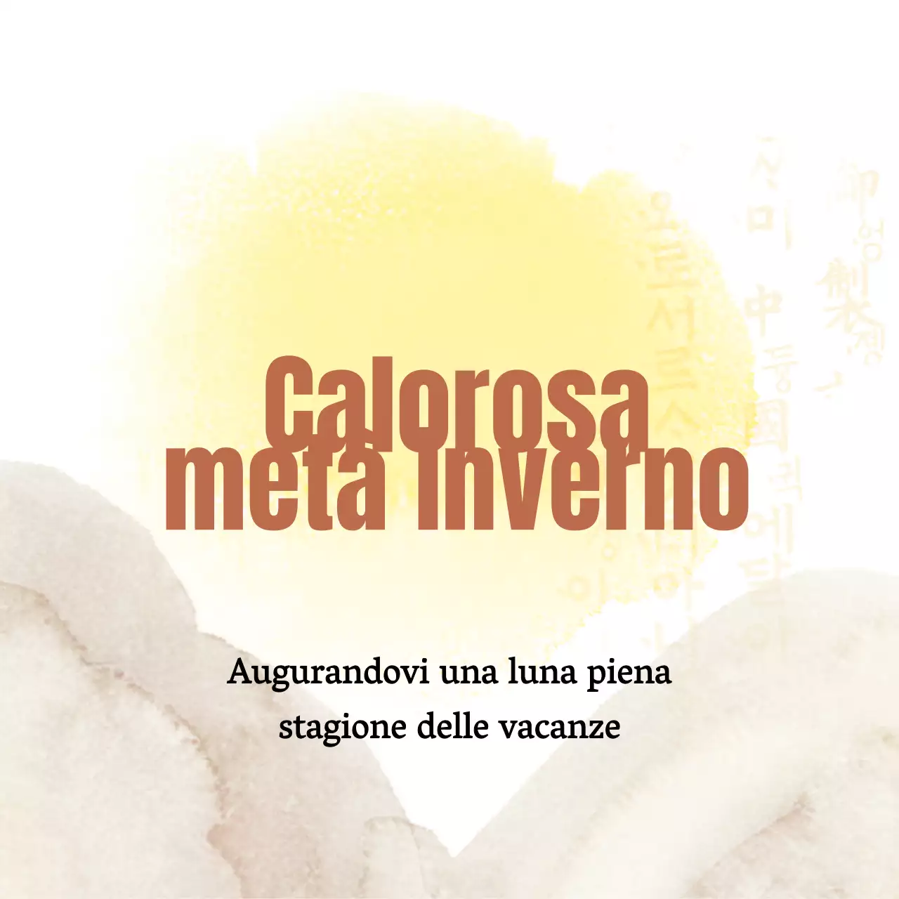 Saluto di metà autunno su sfondo giallo, luna piena bi-tonale, acquerello di montagna