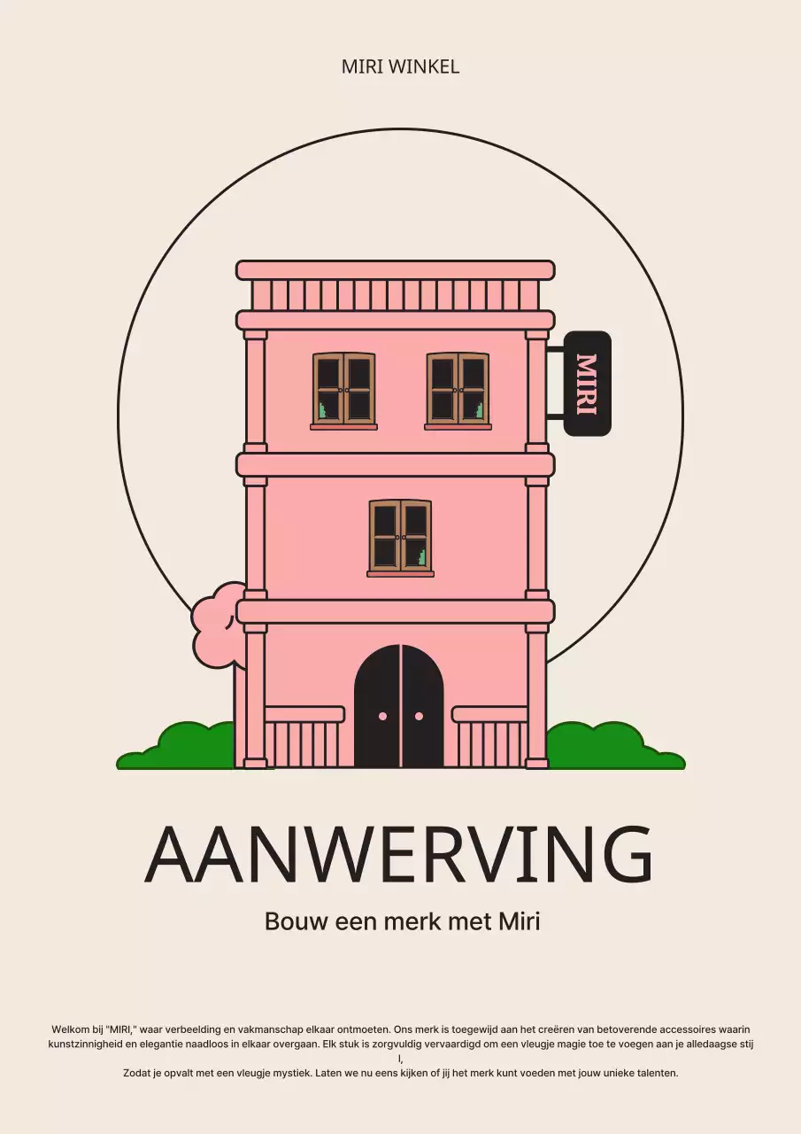 Beige en roze gebouw concept branded vacatureteksten