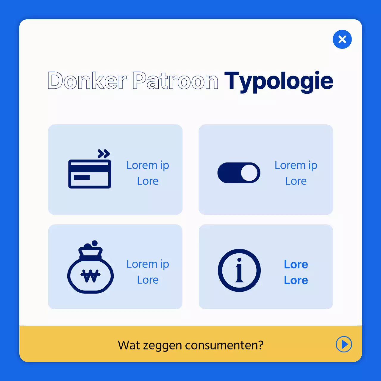 De informatie uitleggen voor een eenvoudig donker patroon van blauw en geel