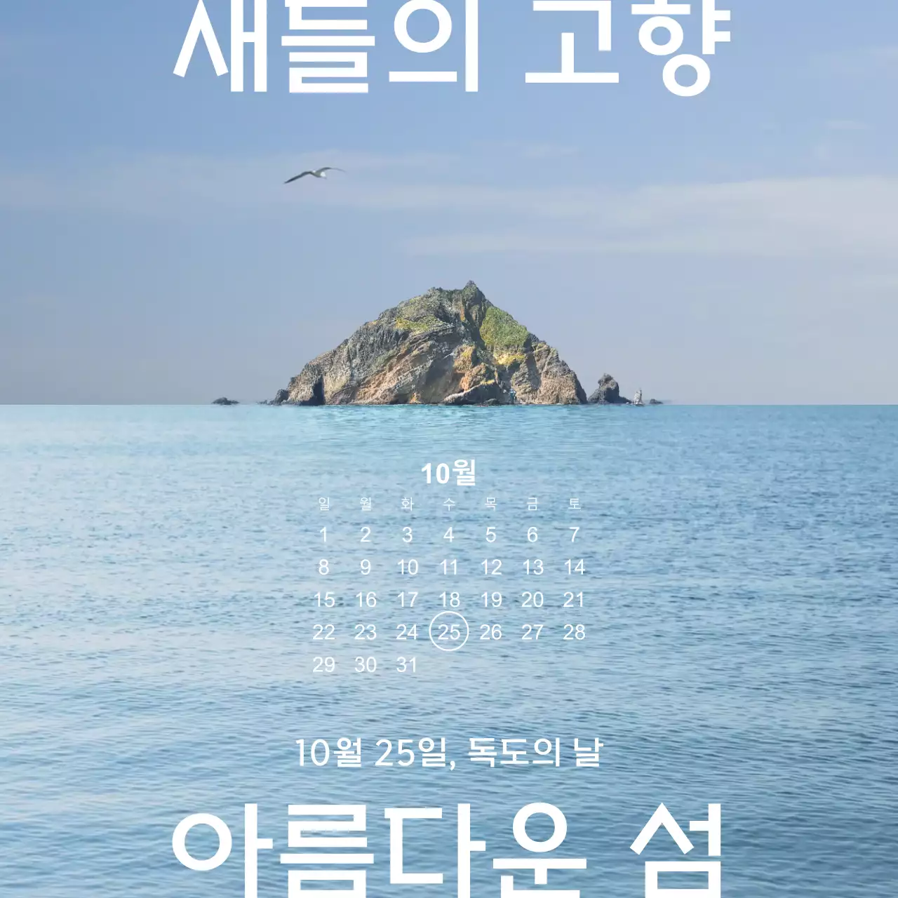 하늘색의 심플한 독도의 날 홍보