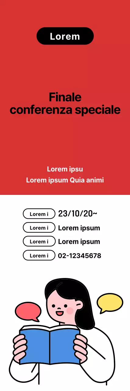Promuovete le offerte speciali per l'esame finale con il contrasto dei colori rosso e bianco.