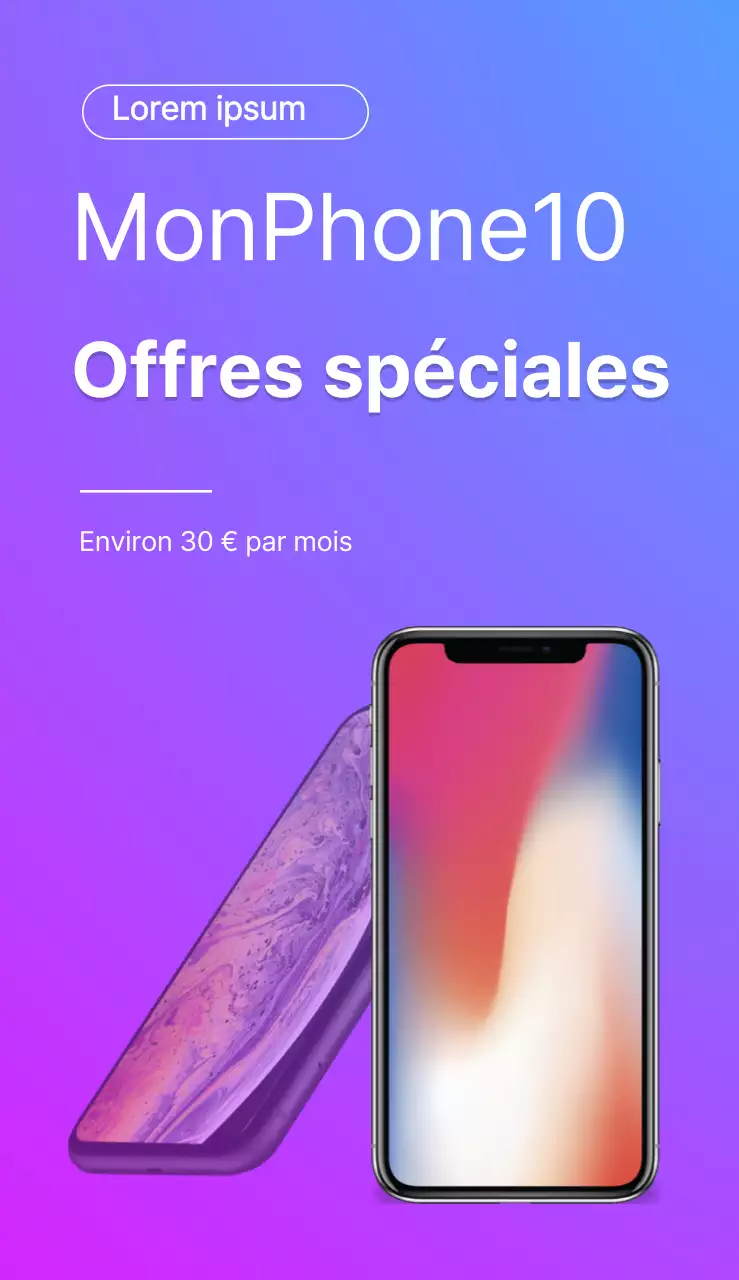 Un panneau publicitaire simple avec un texte coloré et un logo photo pour un magasin de téléphonie mobile.