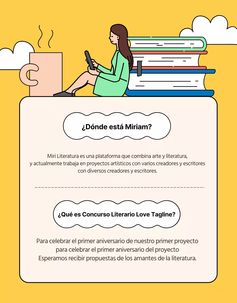 Concurso de eslóganes de ilustraciones de libros verdes y amarillos