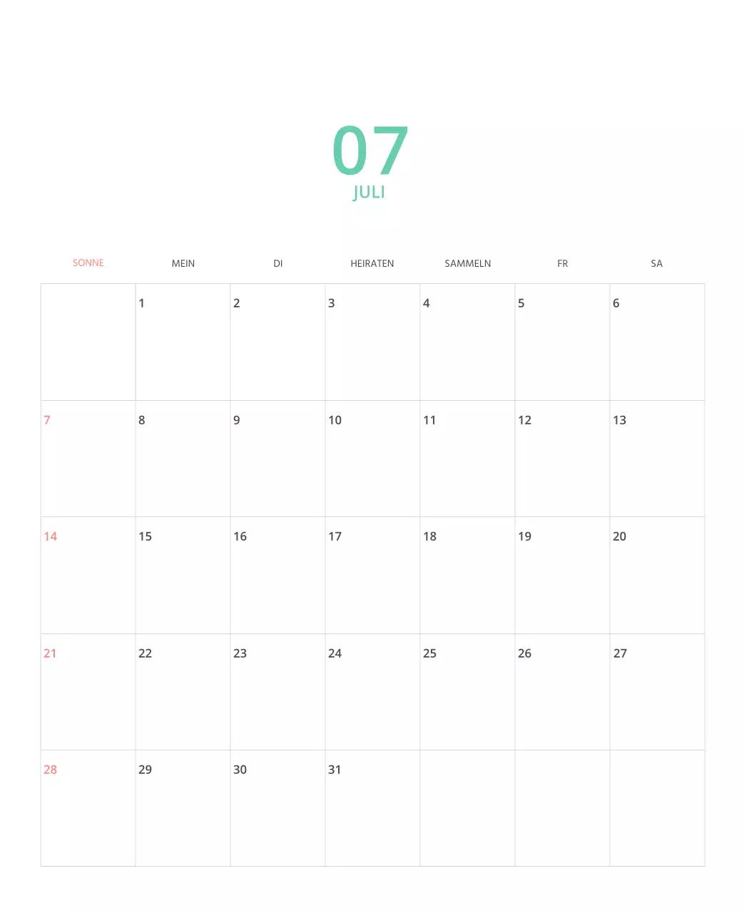 Mehrfarbiger Bildkalender