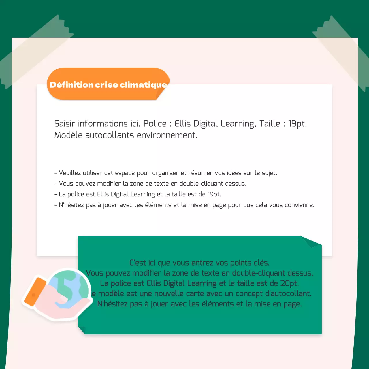 Un joli concept d'autocollant orange et vert pour l'environnement CardNews