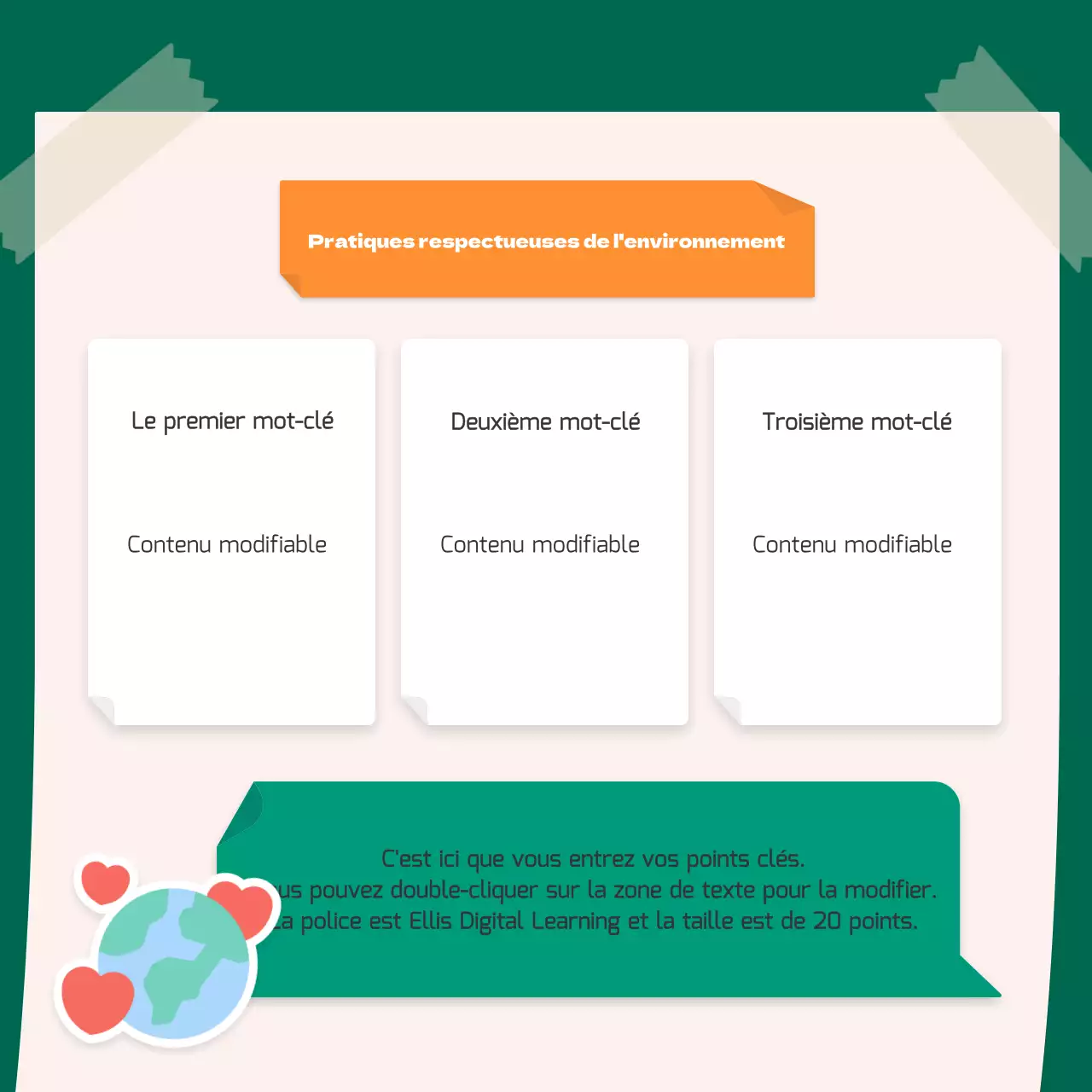 Un joli concept d'autocollant orange et vert pour l'environnement CardNews