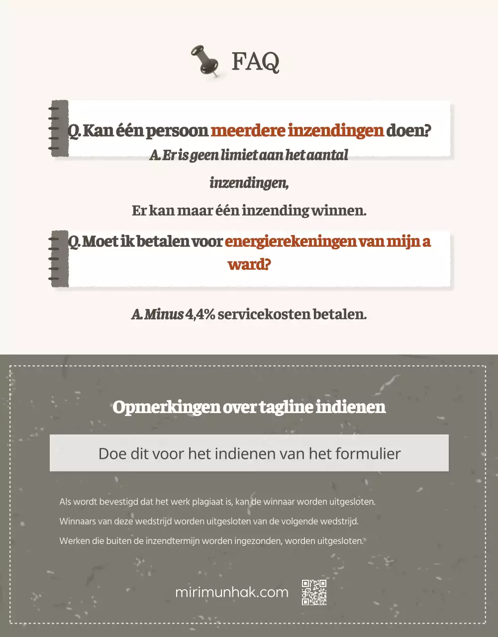 Aankondiging van een wedstrijd voor een vintage en eenvoudige stijl literaire liefdesslogan in beige en bruin.