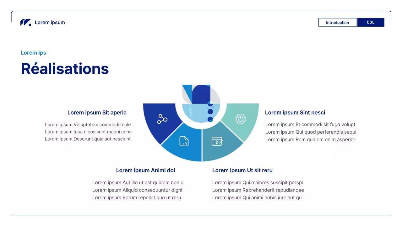 Rapports d'activité géométriques en bleu