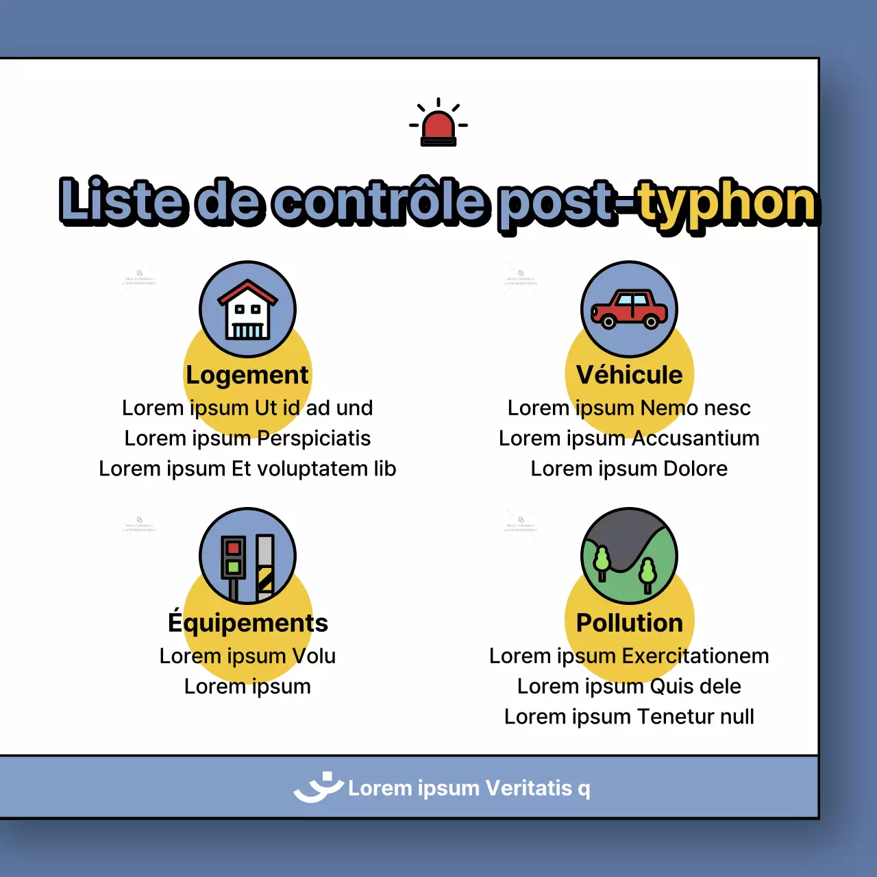 Un post sur la façon de traiter les dommages causés par les typhons en bleu et jaune