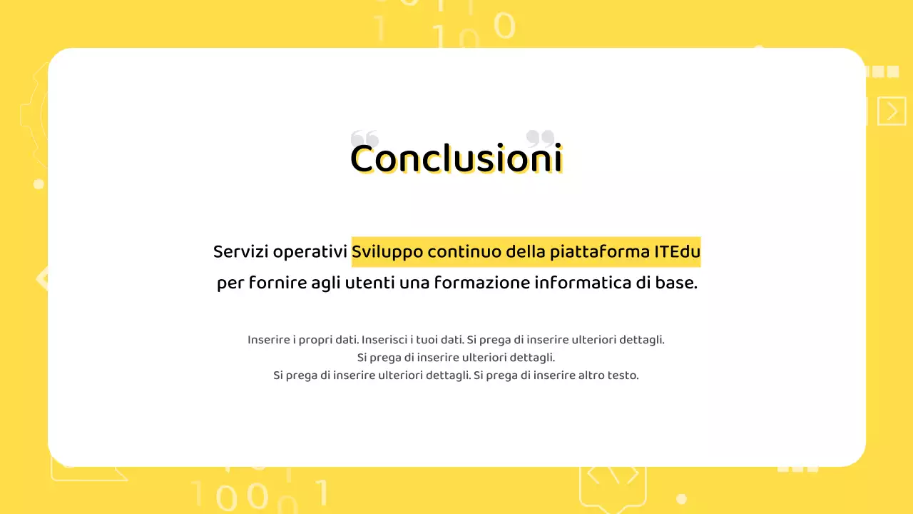 Semplice report IT Scorecard con sfondo giallo