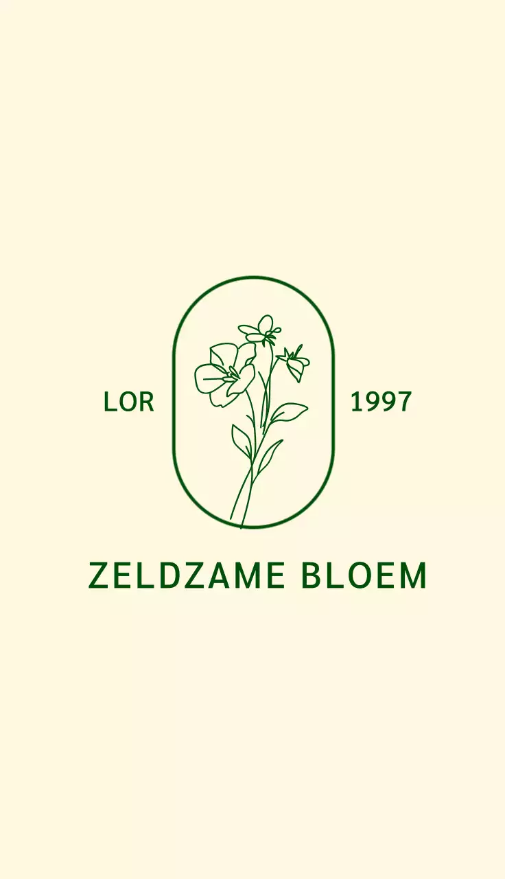 Bloemenwinkel visitekaartje met een bloem illustratie logo op een gele achtergrond