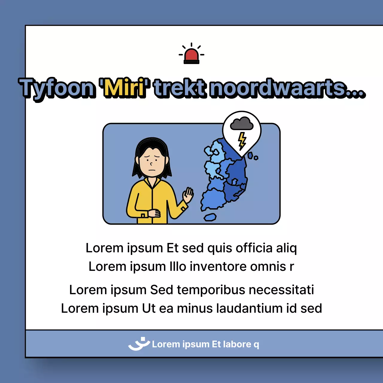 Een bericht over hoe om te gaan met tyfoonschade in blauw en geel