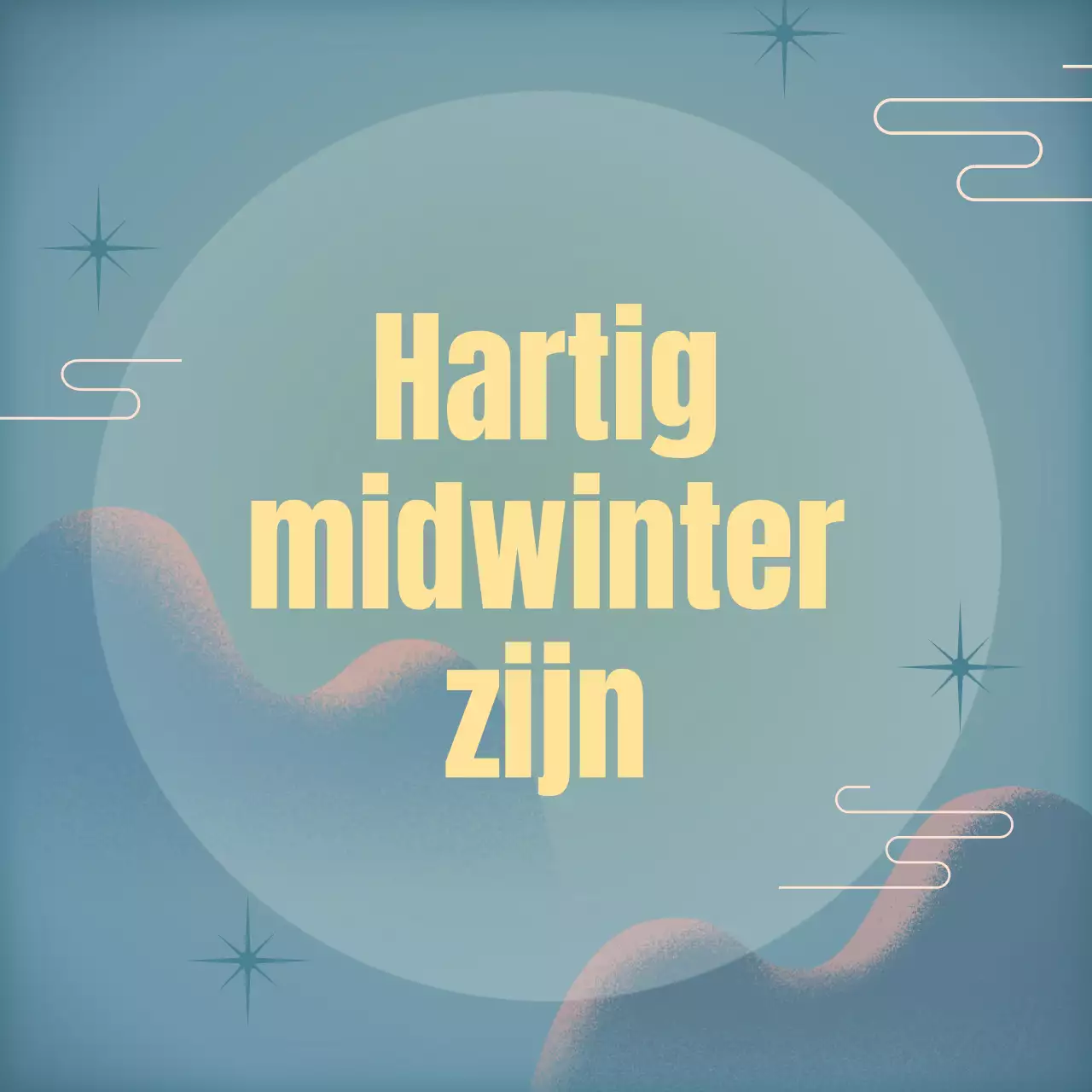 Een Chuseok-groet met een volle maan in een blauw en citroenachtig kleurenschema.