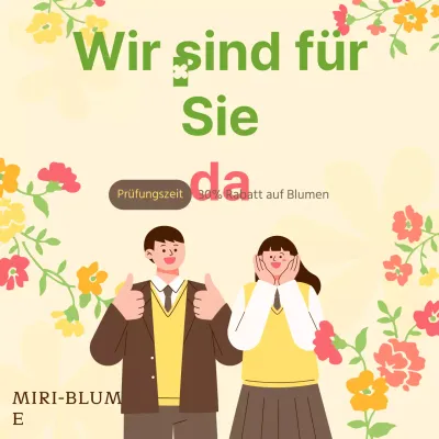 Kitschiger Blumenladen in Gelb und Chartreuse zur Förderung von Veranstaltungen zur Prüfungszeit