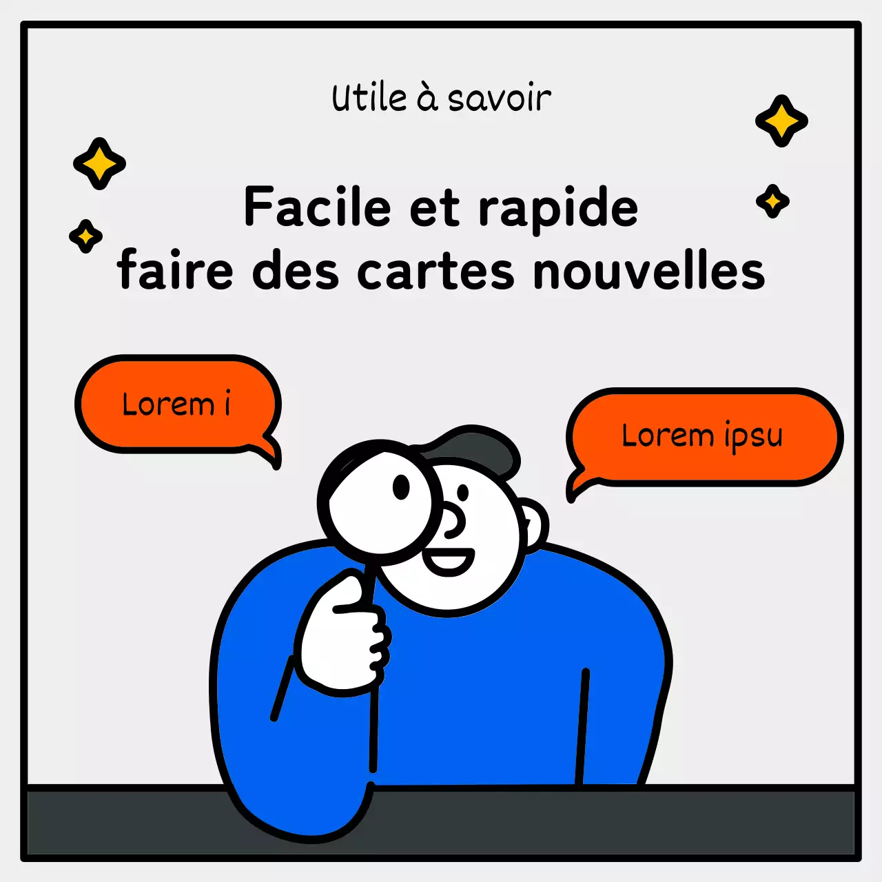 Illustration simple et mignonne avec des accents bleus, rouges et jaunes