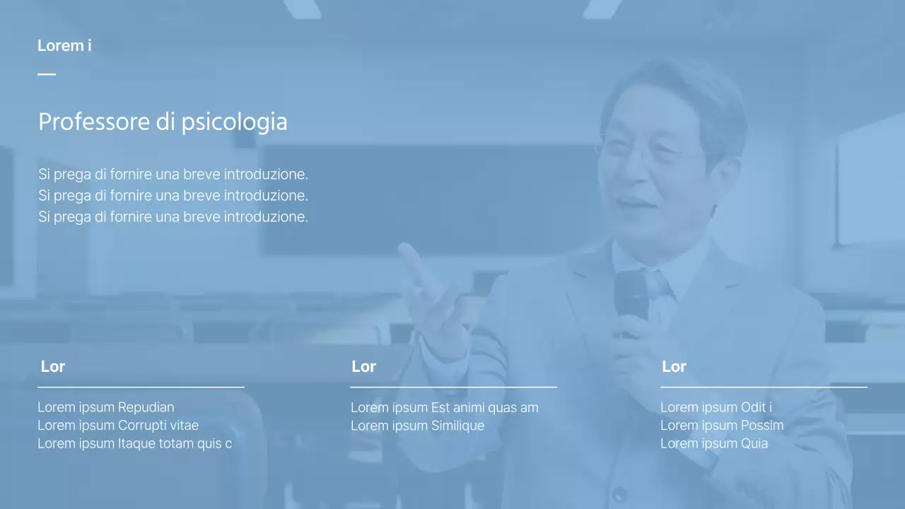 Orientamento del corso utilizzando una foto con un gradiente azzurro e bianco