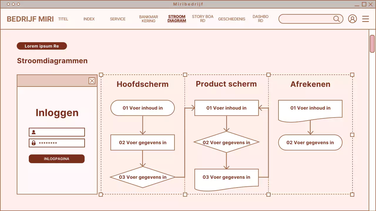 Eenvoudig ontwerp voor webpagina in beige en wit