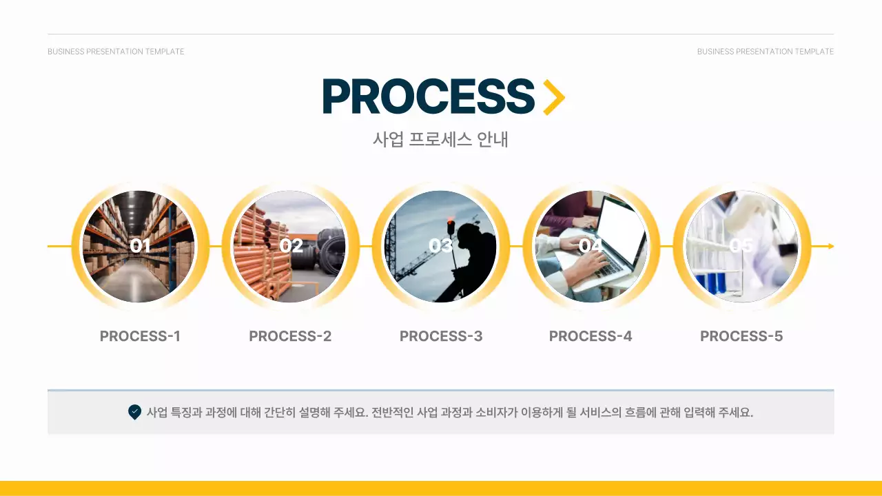 남색과 노랑의 기하학 물류창고 신축 계획서