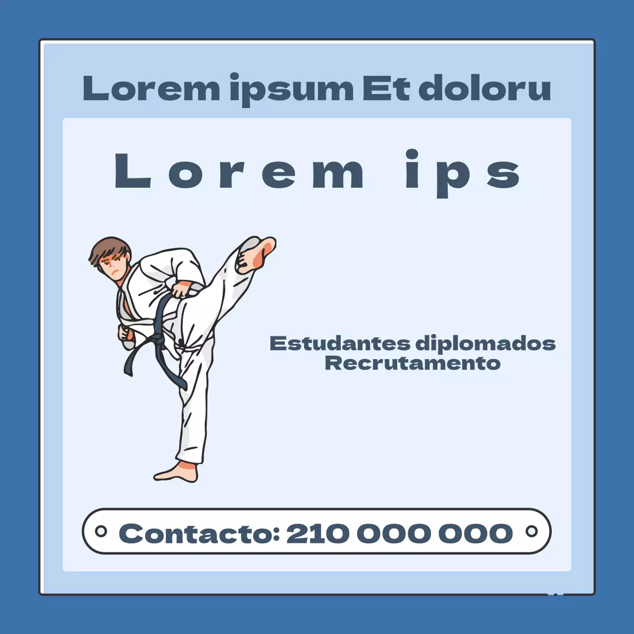 Anúncio simples de recrutamento de taekwondo azul