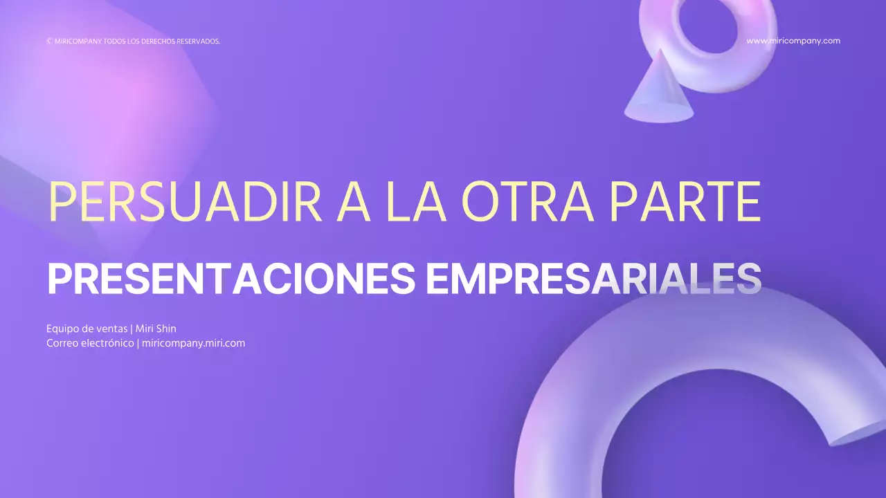 Formas 3D con degradado púrpura para presentaciones comerciales