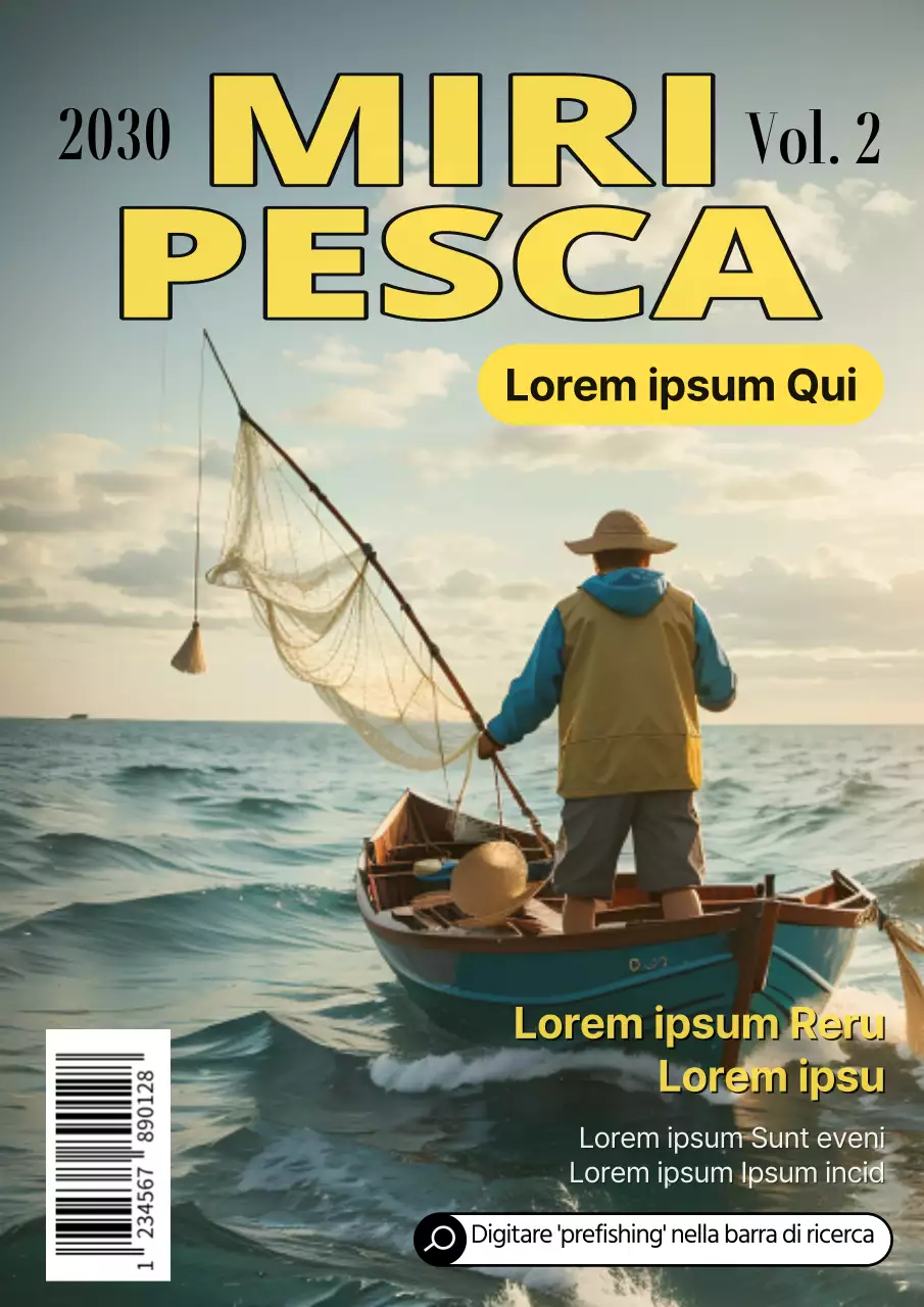 Rivista mensile di pesca moderna in giallo e azzurro