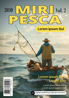 Rivista mensile di pesca moderna in giallo e azzurro