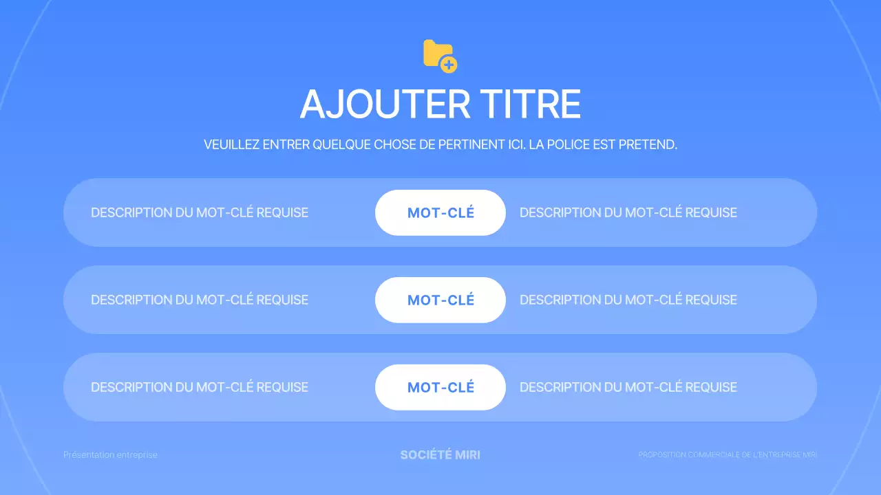 Une présentation commerciale simple en bleu et jaune