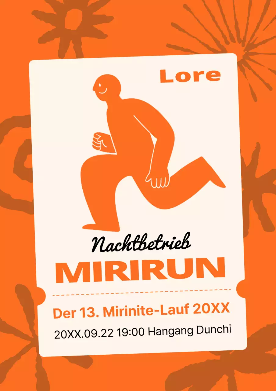 Orange Mann Illustration niedlich Marathon Ticket