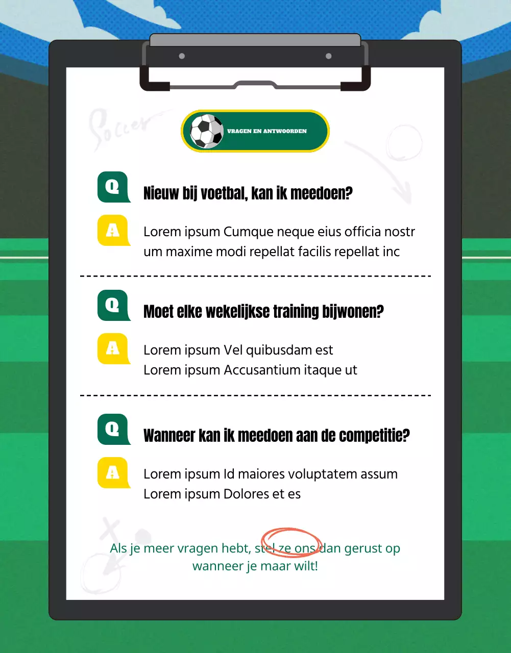 Rekrutering voor het groen-gele vrouwenvoetbalteam