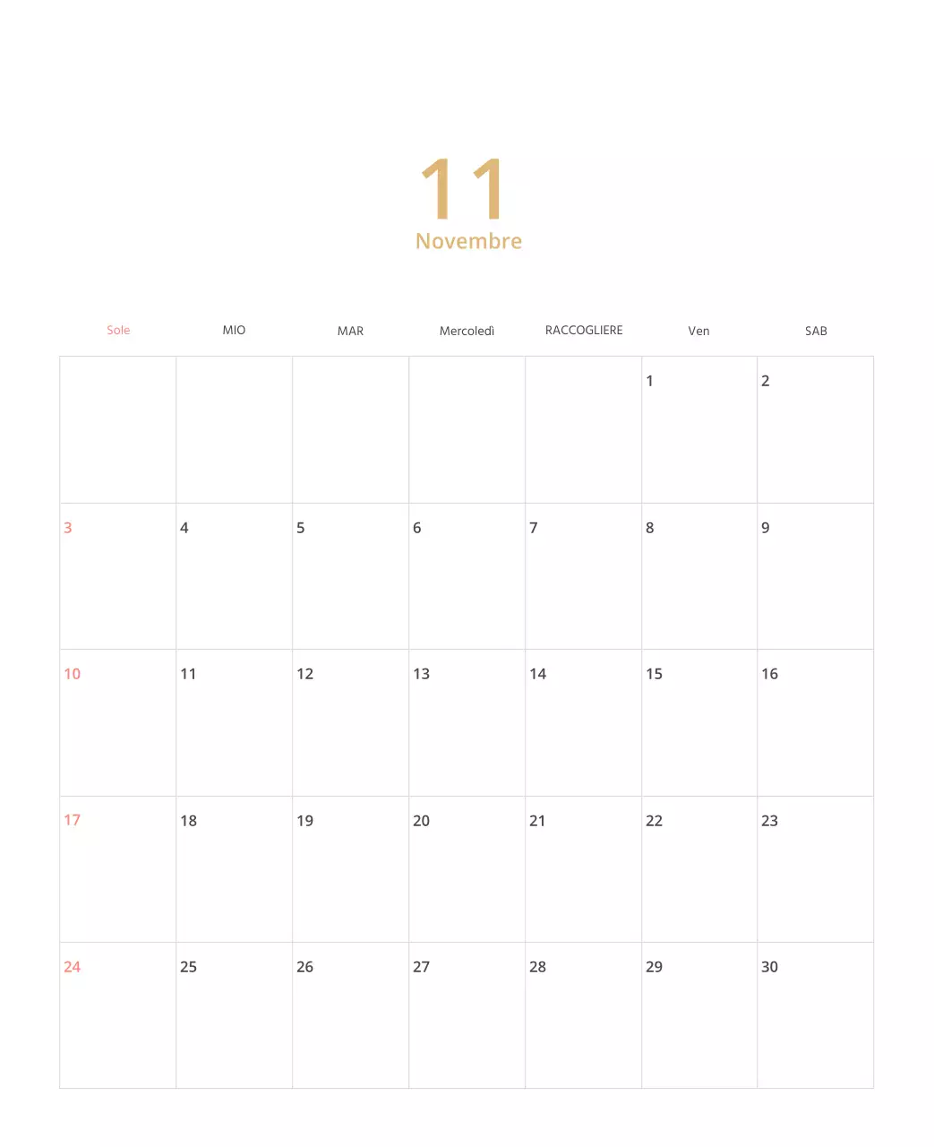 Calendario illustrato multicolore