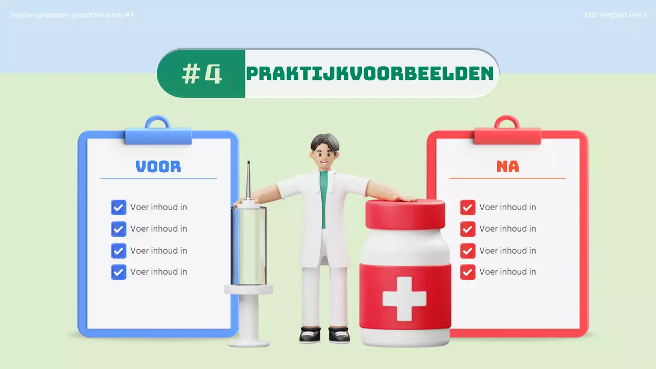 Inleiding tot het concept van seizoensgebonden gezondheidszorg met 3D-illustraties in chartreuse en lichtblauw.