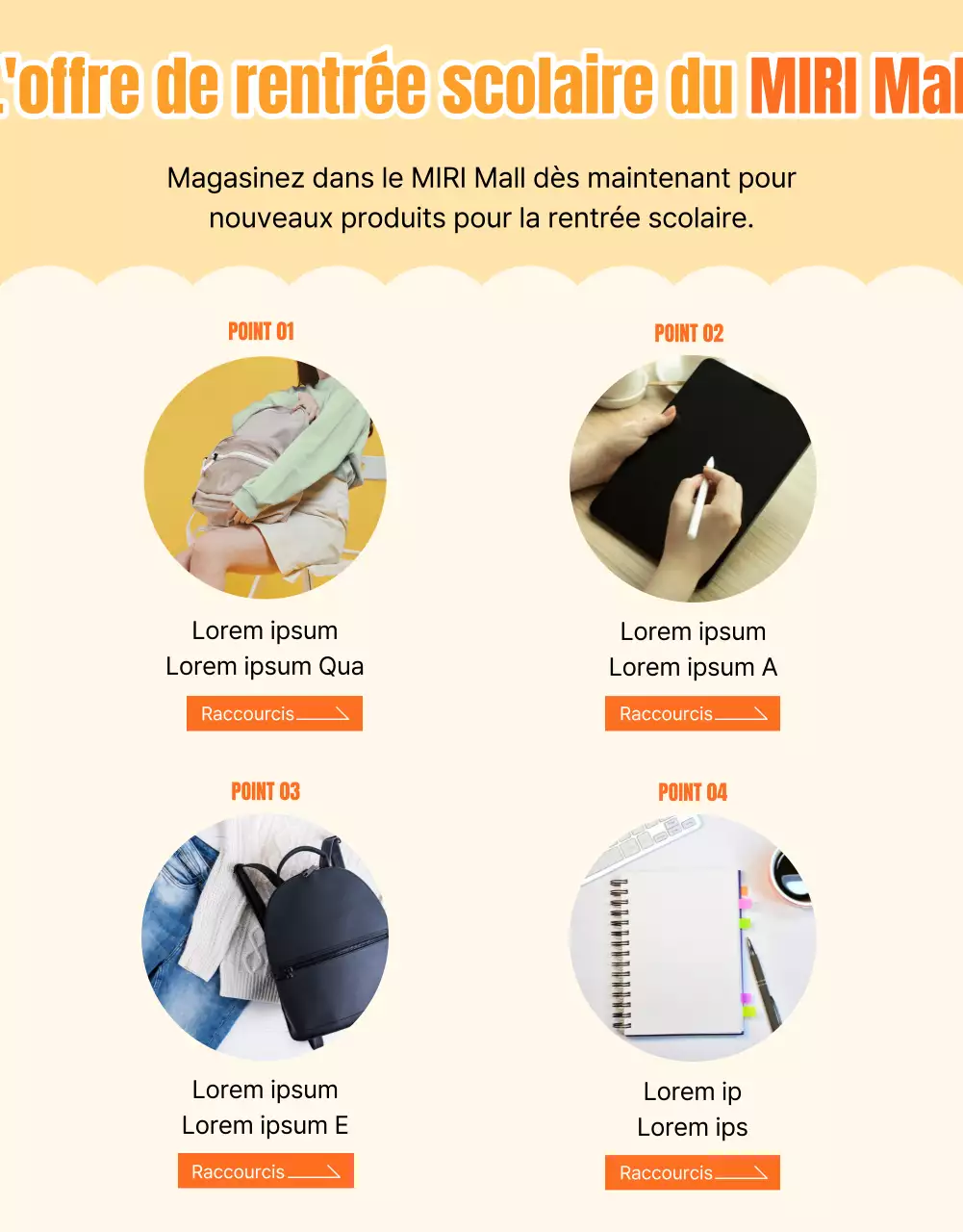 Collection de fournitures scolaires illustrées pour la rentrée des classes sur fond jaune