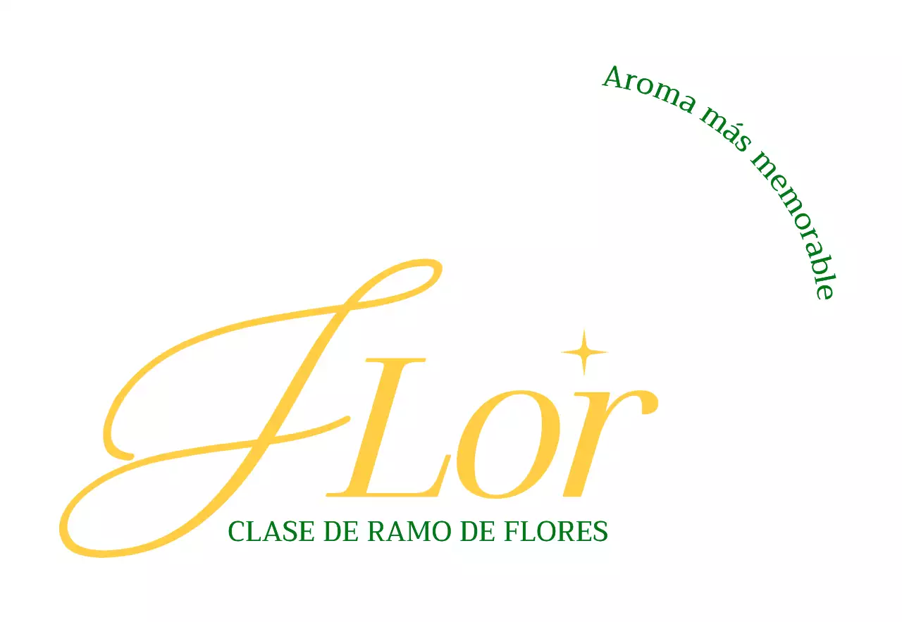 Texto sencillo en verde y amarillo para promocionar una floristería