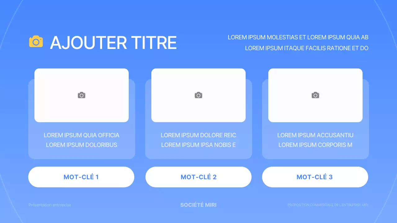Une présentation commerciale simple en bleu et jaune