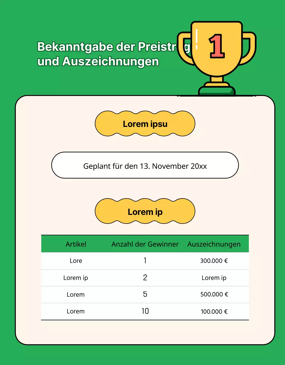 Wettbewerb für grüne und gelbe Buchillustrationen