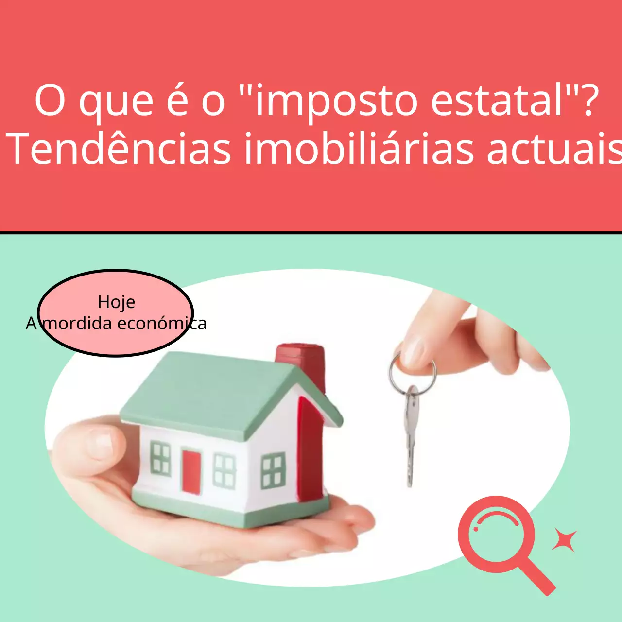 Anúncios imobiliários modernos em vermelho e menta