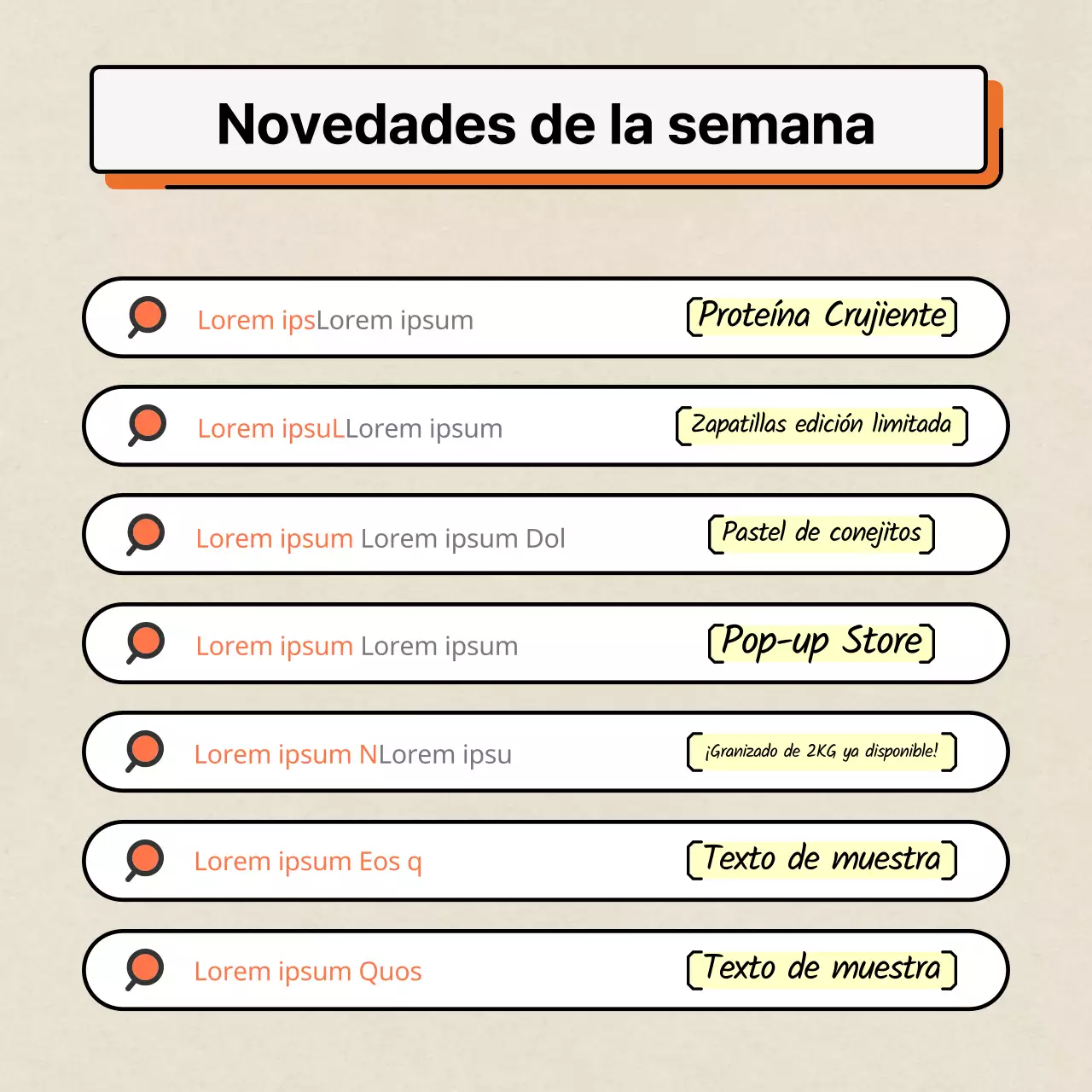 Naranja y blanco, moderno y limpio, para destacar la información comercial