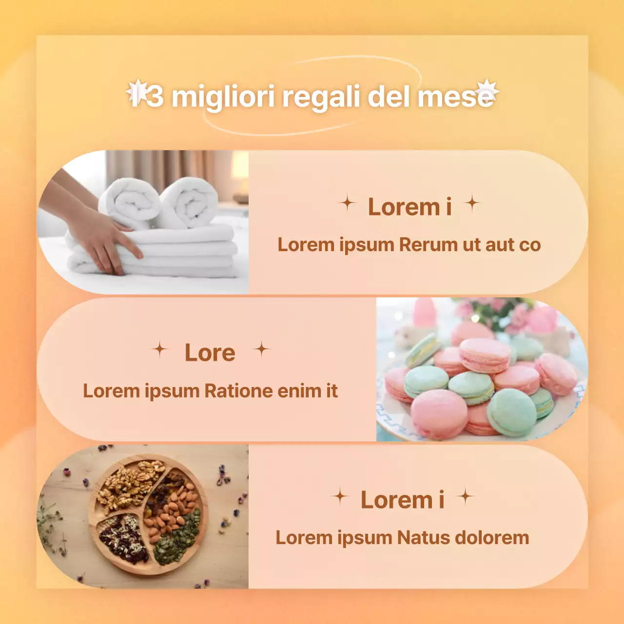 Evento di promozione del regalo emozionale con sfumature arancioni