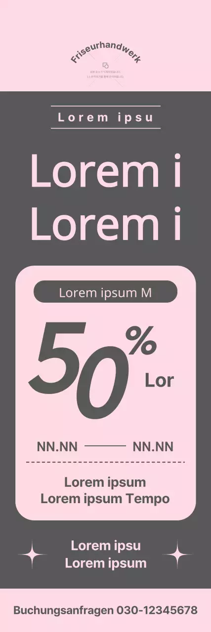 Friseursalon-Prüfung Ticket Event-Banner mit ermäßigten Preisen in einer Kombination aus rosa und grau