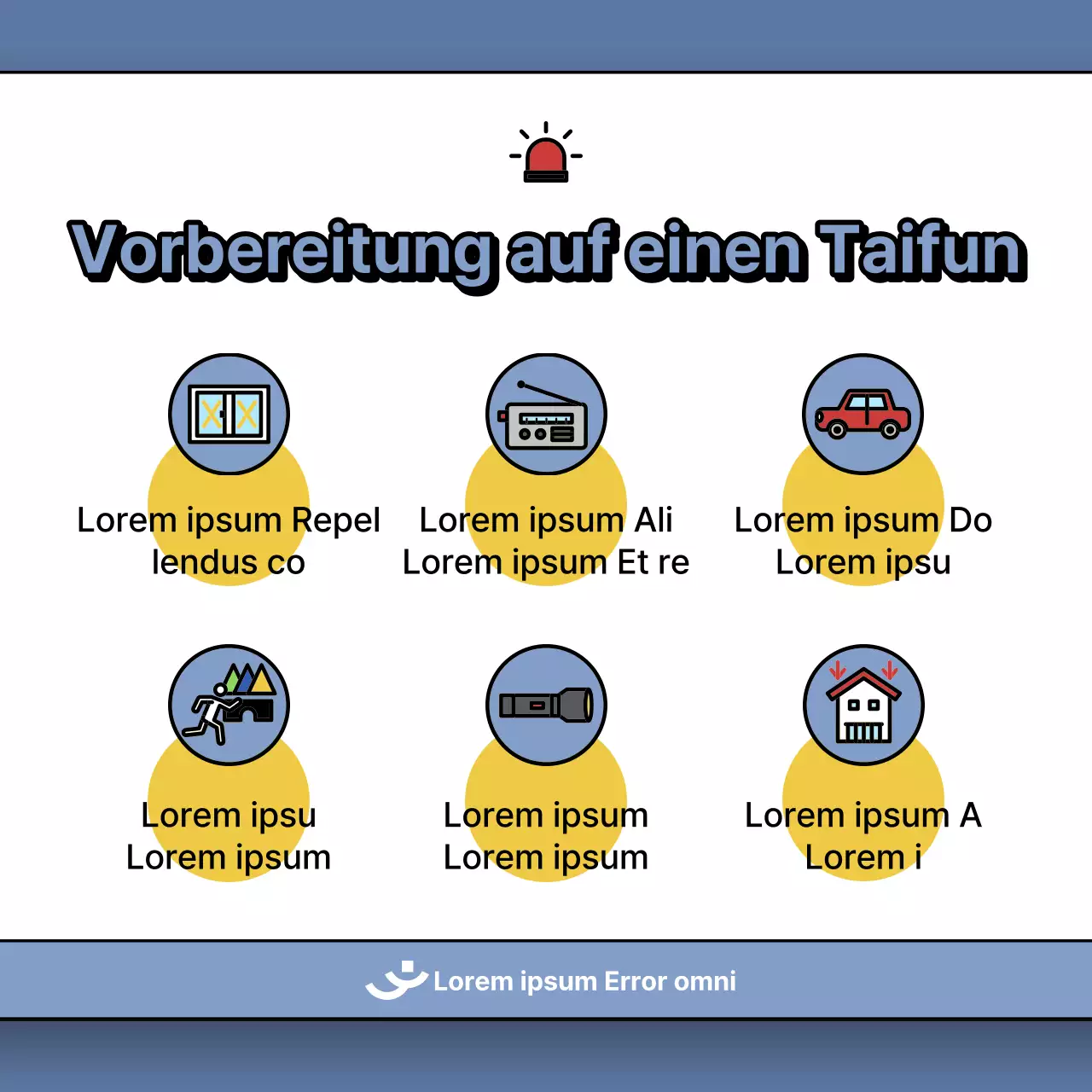 Ein Beitrag über den Umgang mit Taifunschäden in Blau und Gelb