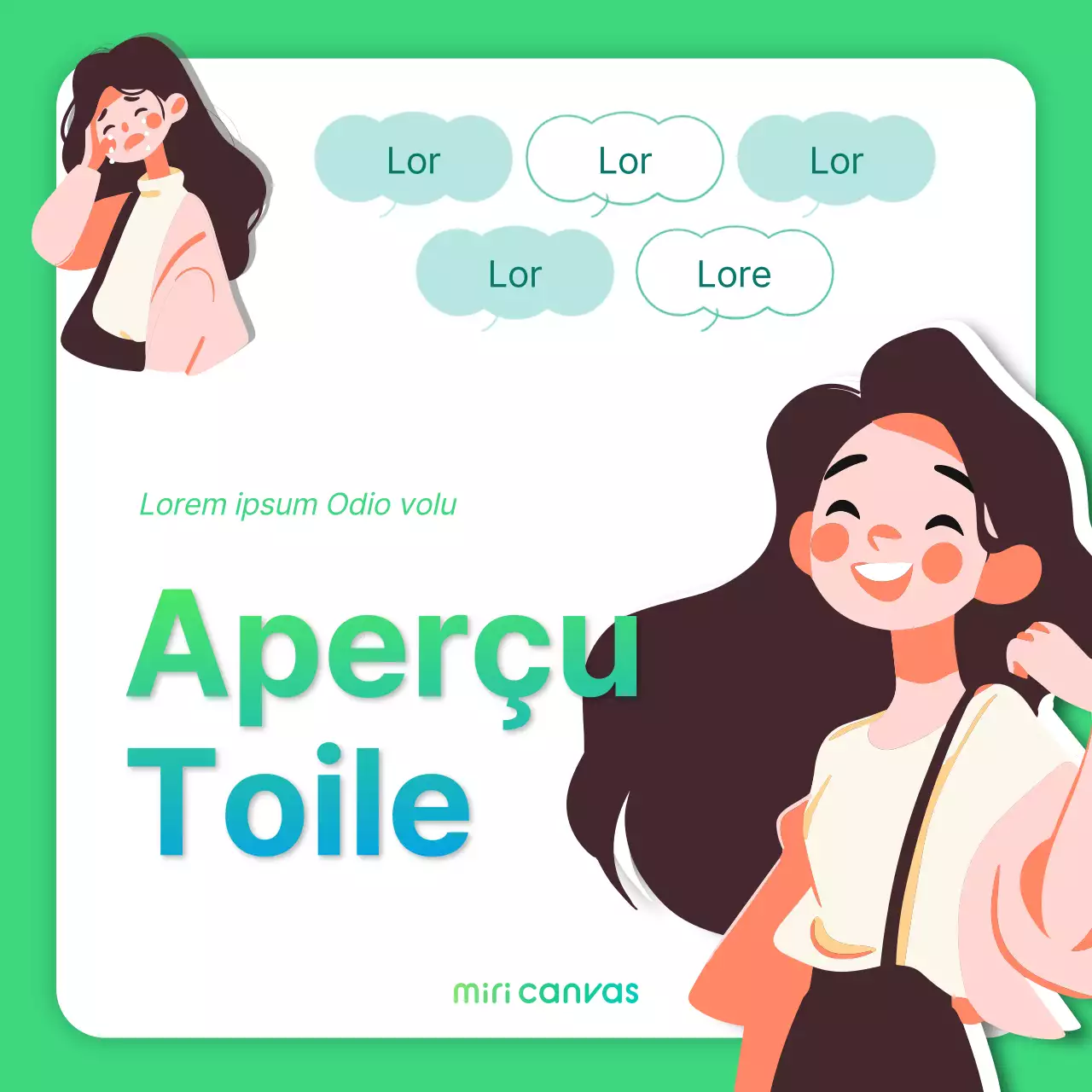 Publicité promotionnelle simple en vert et en bleu sur un pré-canvas