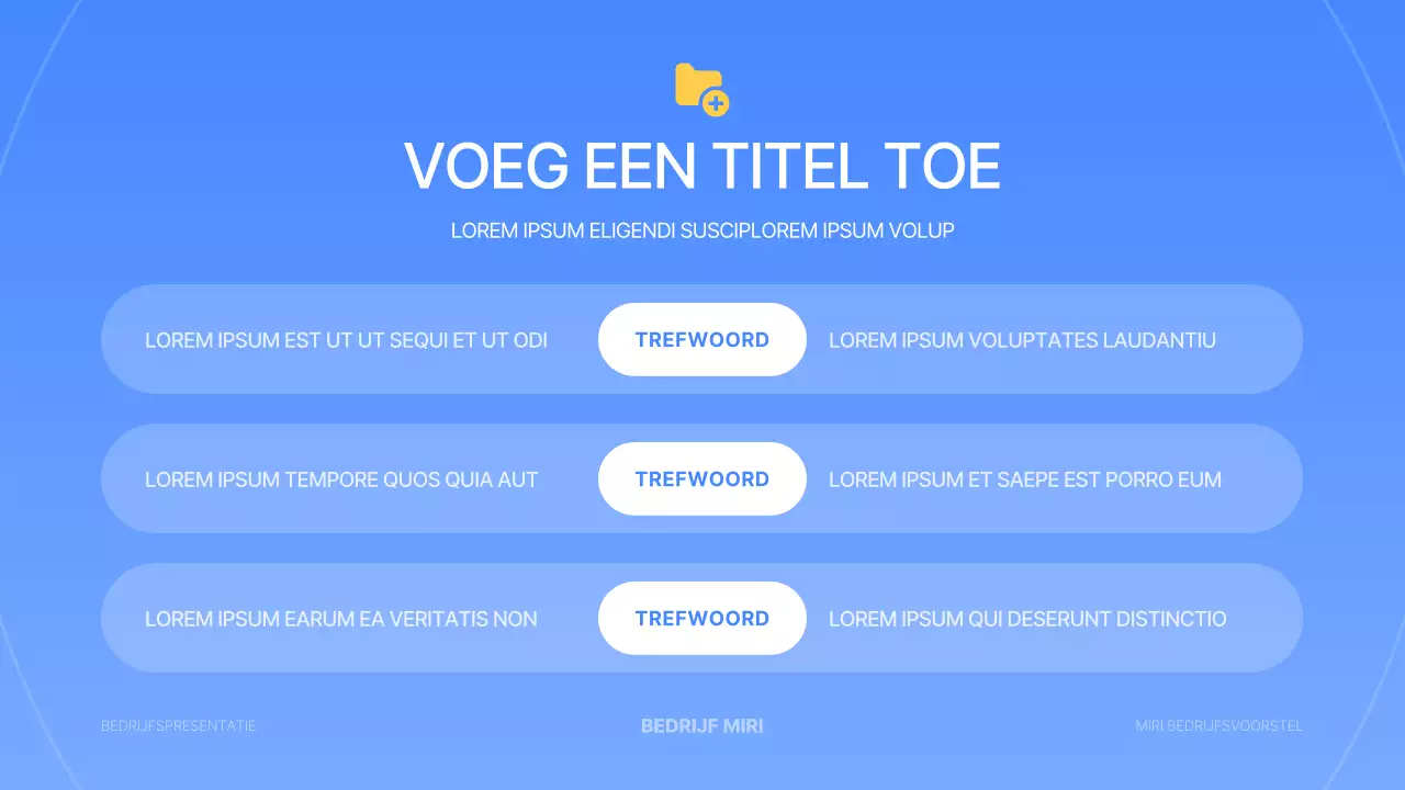 Een eenvoudige zakelijke presentatie in blauw en geel