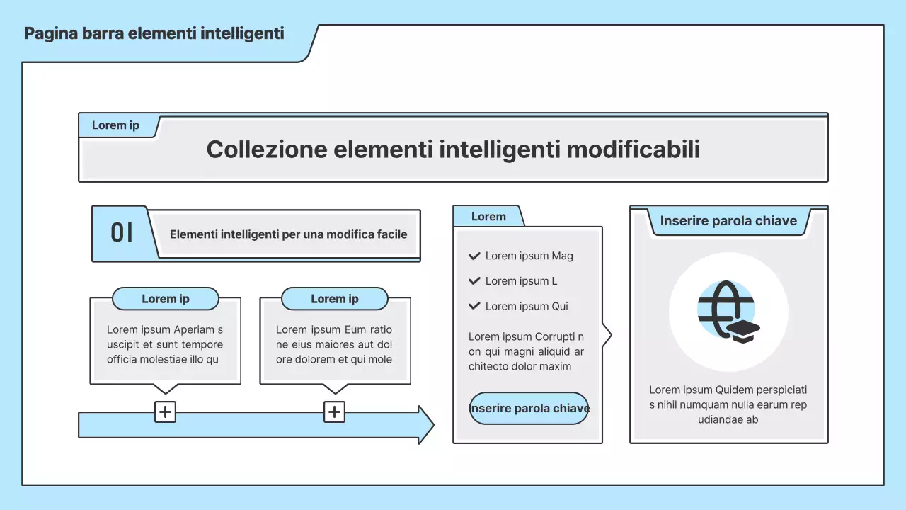 Una proposta politica con un'illustrazione pulita in azzurro e una forma a punto indice.