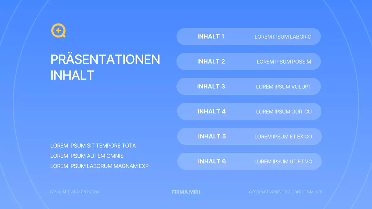 Eine einfache Geschäftspräsentation in Blau und Gelb