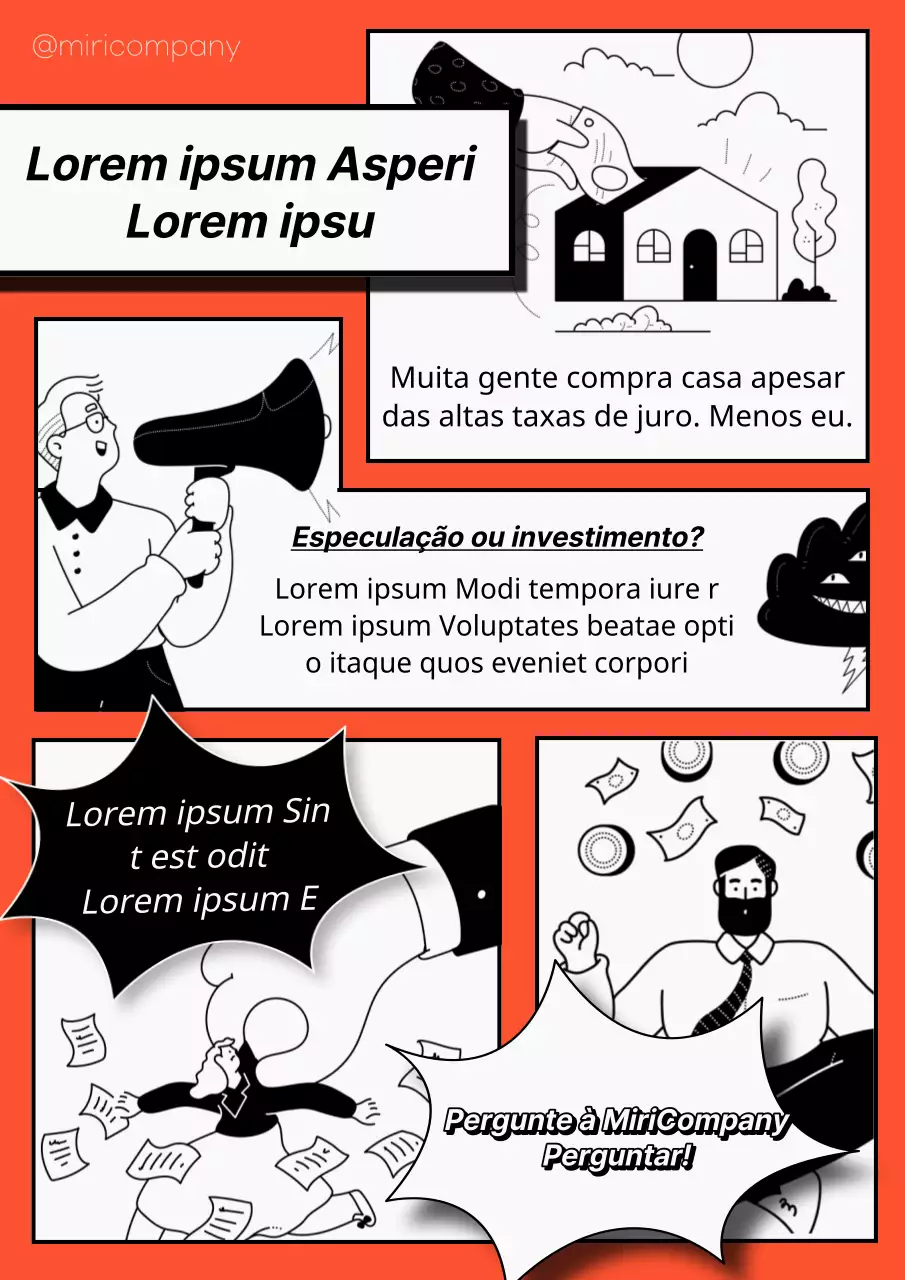 Anúncio moderno de investimento imobiliário a vermelho, preto e branco