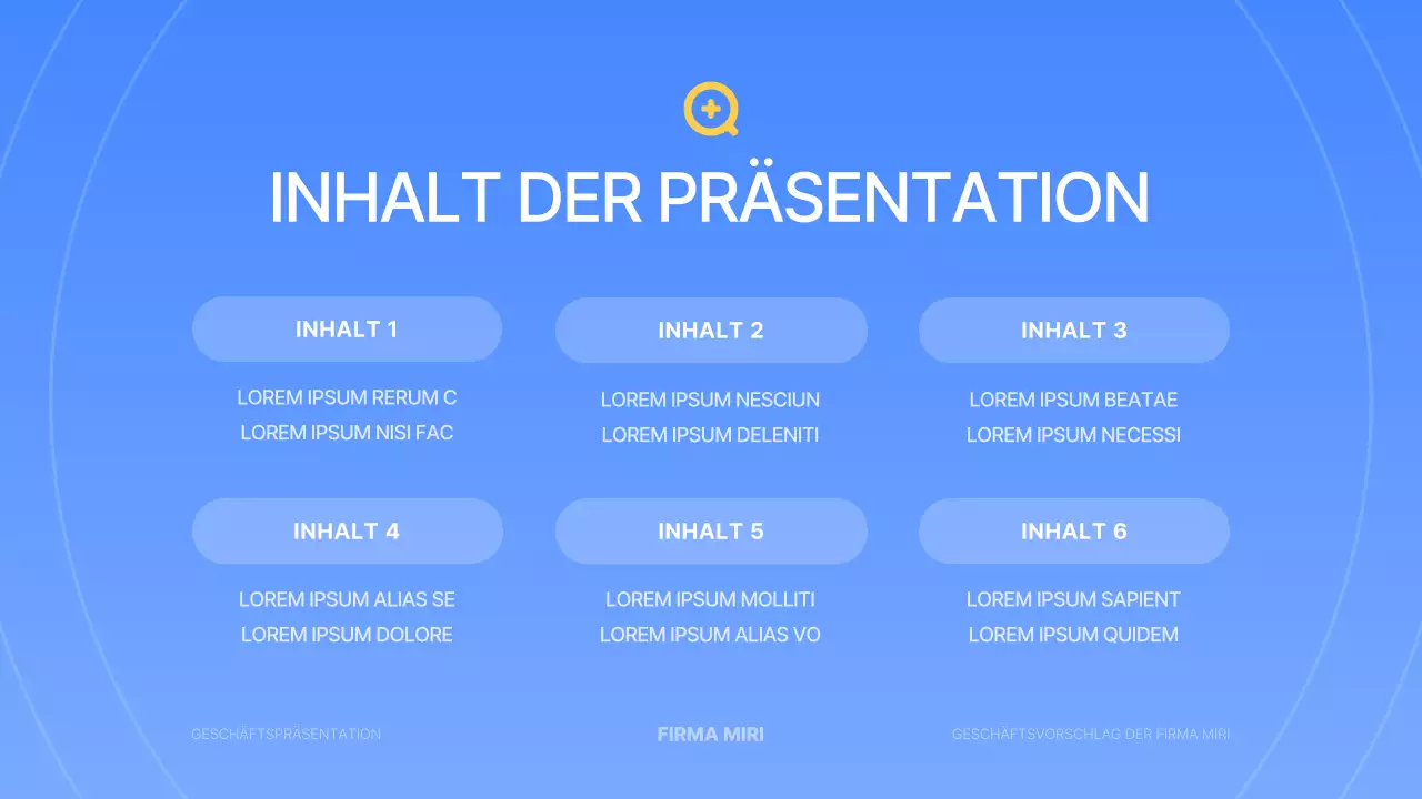 Eine einfache Geschäftspräsentation in Blau und Gelb