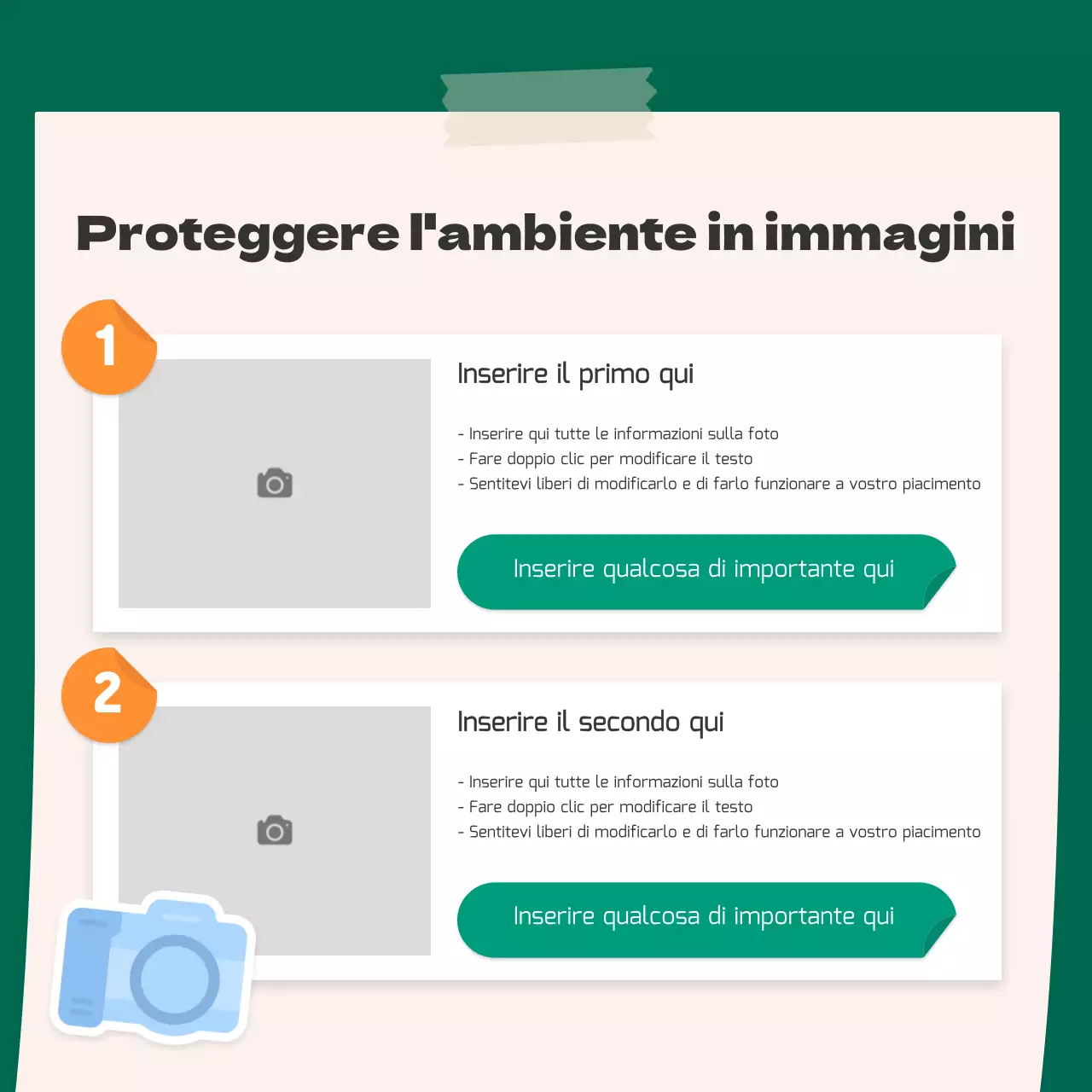 Un simpatico concetto di adesivo arancione e verde per l'ambiente CardNews