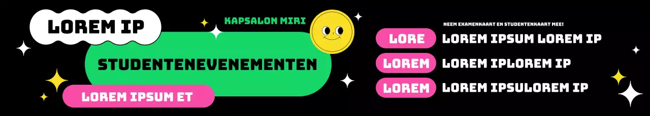 SATs beauty shop kortingsactie, met een lettertypeindeling die de boodschap benadrukt en gedurfde, kleurcontrasterende geometrische afbeeldingen.