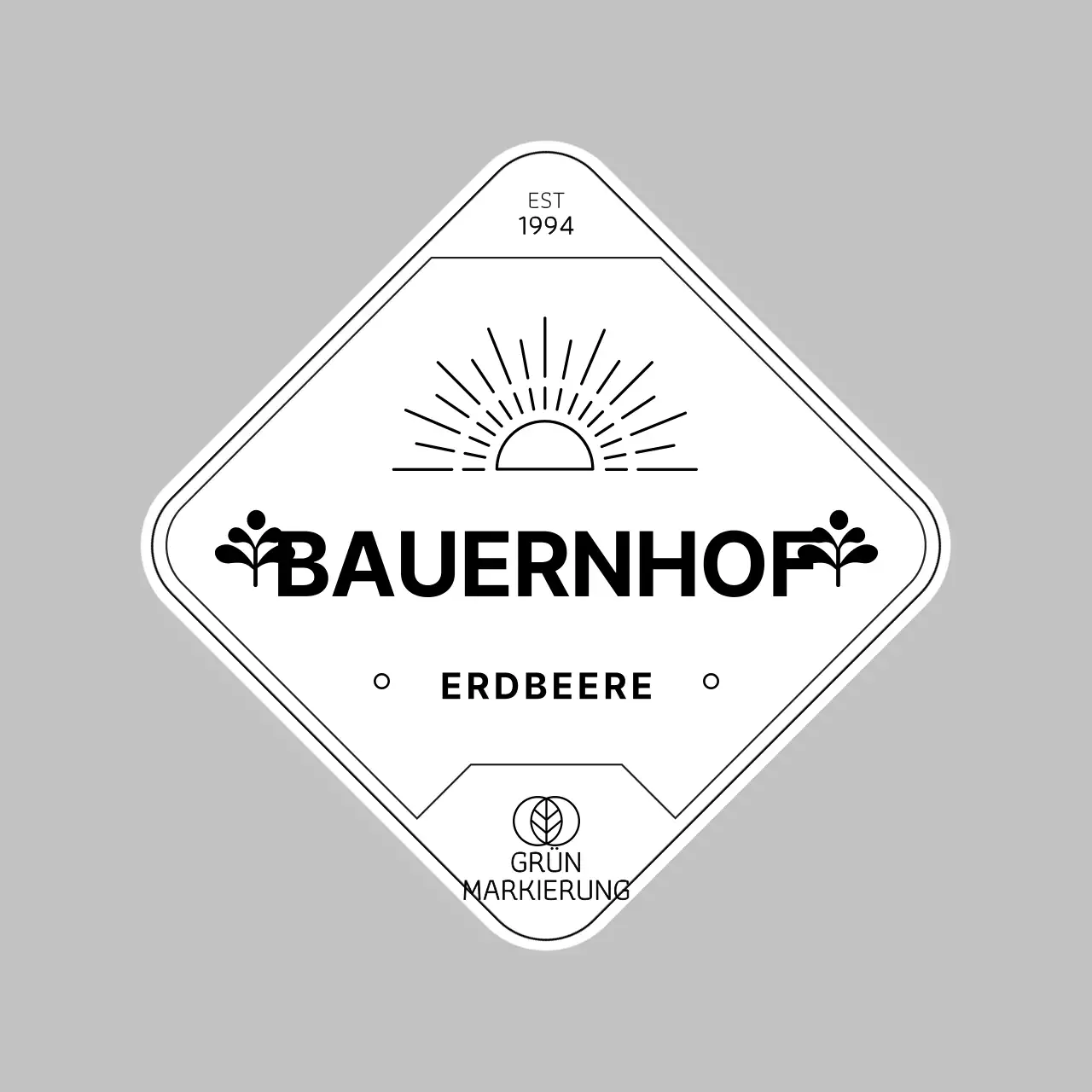 Schwarzer umweltfreundlicher Bauernhof-Erdbeer-Etikettenaufkleber