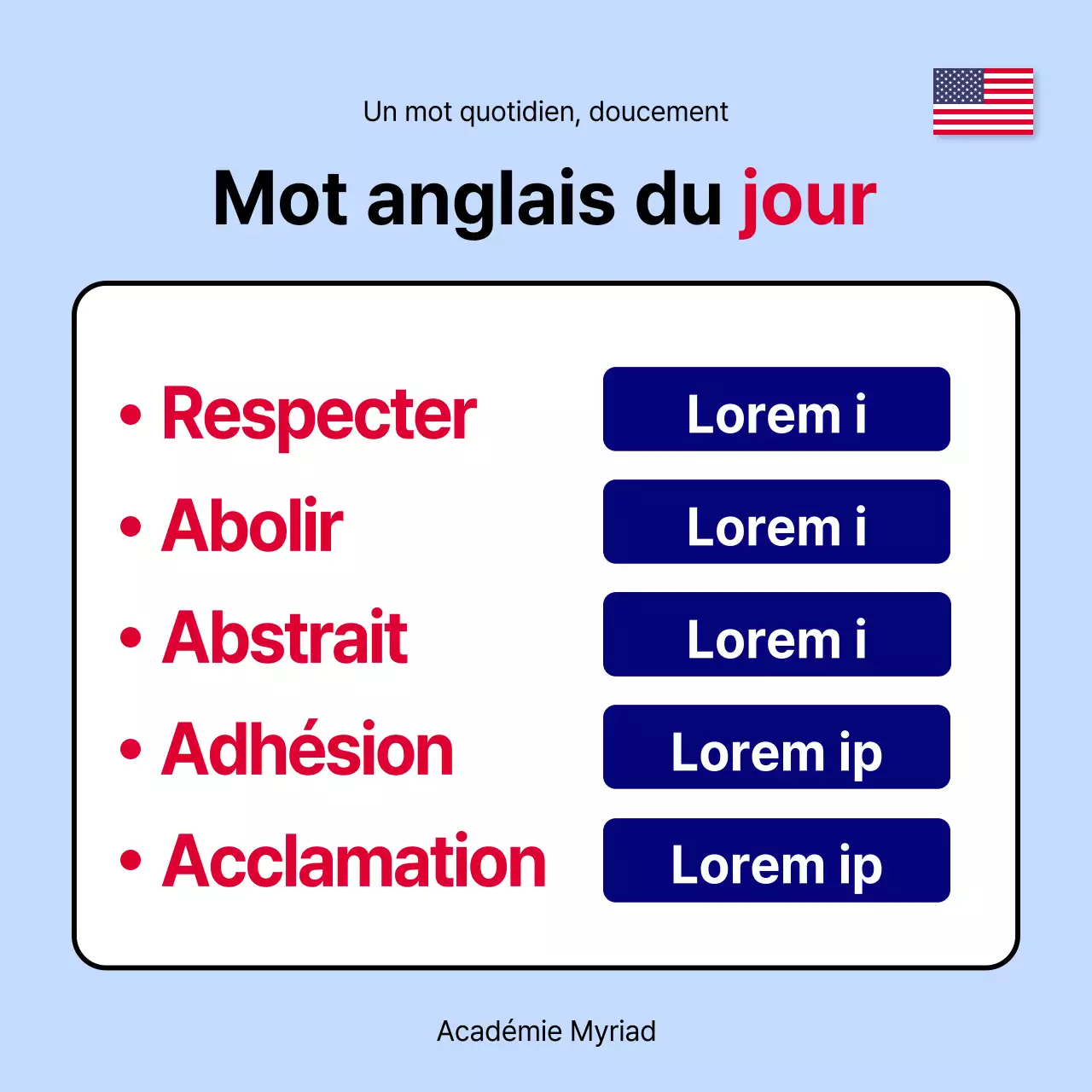 Mots anglais simples en bleu clair et bleu ressources pédagogiques